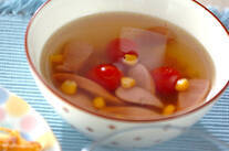 ソーセージとコーンのスープ