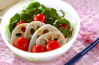 レンコンとクレソンのサラダ