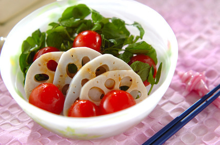 レンコンとクレソンのサラダ