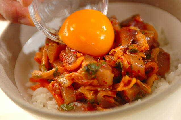 キムチなめろう丼の作り方の手順5