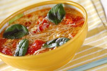 トマトと卵の温麺