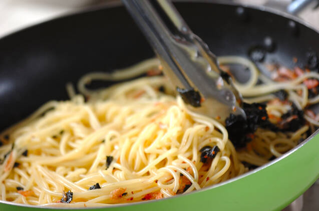 桜エビとのりのパスタの作り方の手順3