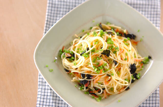 桜エビとのりのパスタの完成写真