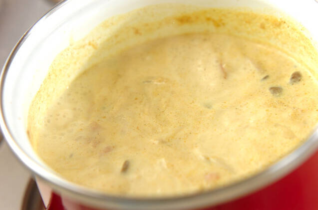 キノコのカレークリームスープの作り方の手順4
