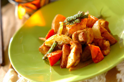 鶏のカレー炒め