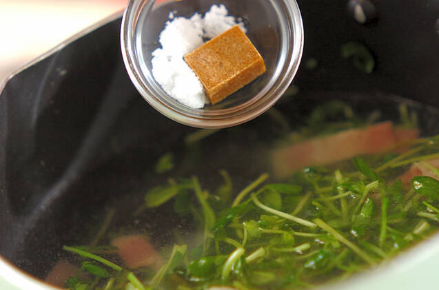 豆苗の卵スープの作り方の手順4
