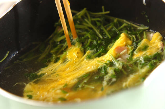 豆苗の卵スープの作り方の手順5