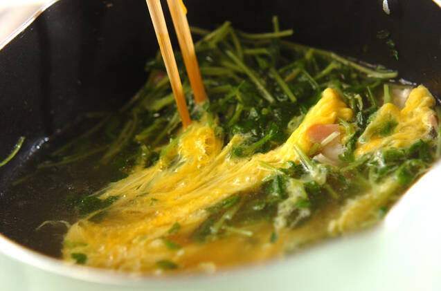 豆苗の卵スープの作り方の手順5