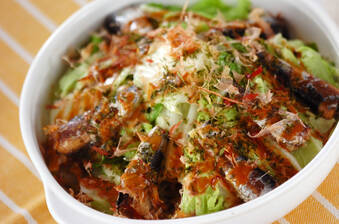 白菜とオイルサーディンのレンジ蒸し