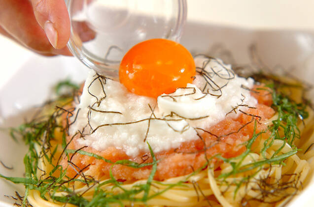 明太とろろパスタの作り方の手順5