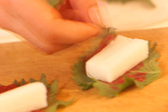 タコおやきと長芋梅大葉巻の作り方の手順5