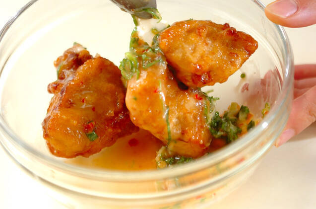 鶏唐のマヨチリ和えの作り方の手順2