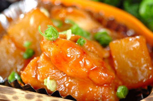 鶏肉とおでん大根の照り焼き