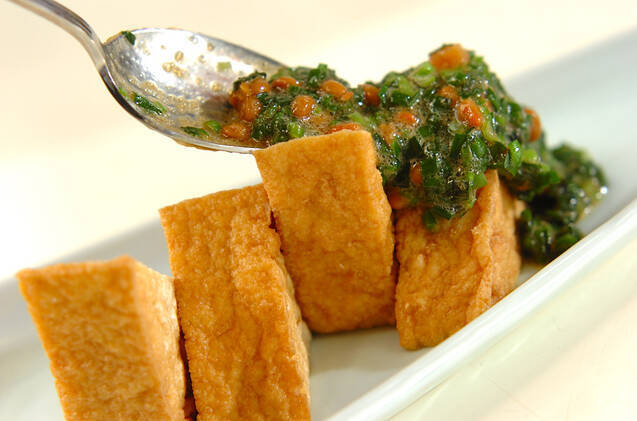 厚揚げのニラ納豆ダレの作り方の手順4