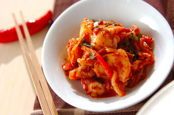 タコとキムチの和え物