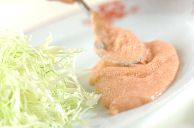 大根ロールカツの明太ソースの作り方の手順3