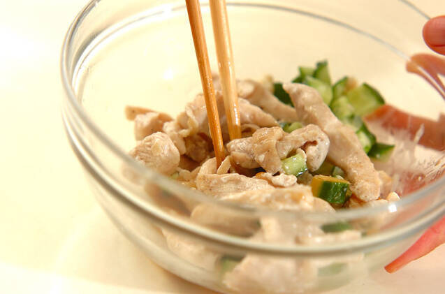 鶏むね肉とらっきょうのマヨ和えサラダの作り方の手順4