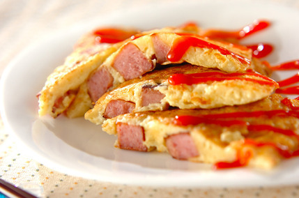 ランチョンミートのもっちりポテト焼き