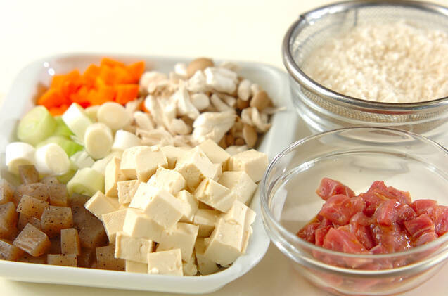 豆腐入り中華おこわの作り方の手順1