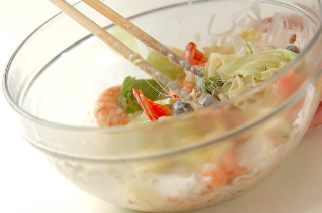 エビと野菜の和風マヨ和えの作り方の手順8