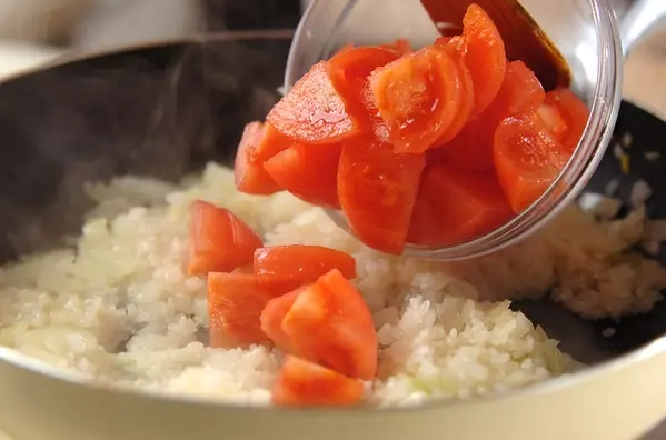 カキのトマトリゾットの作り方2