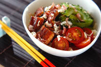 ウナギとゴーヤのライスサラダ