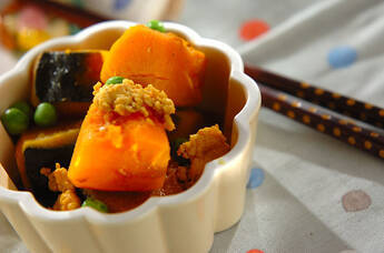 カボチャのカレーそぼろ煮