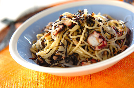 ヒジキとタコのツナパスタ