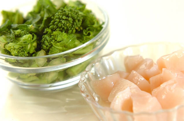 ホタテと菜の花のスープの作り方の手順1