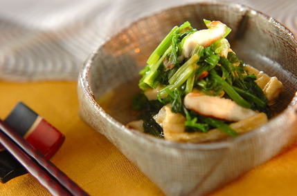 セリと油揚げのお浸し