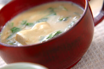 水菜の豆乳スープ