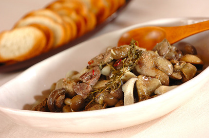 乾燥予防・レバーとキノコのオイル煮