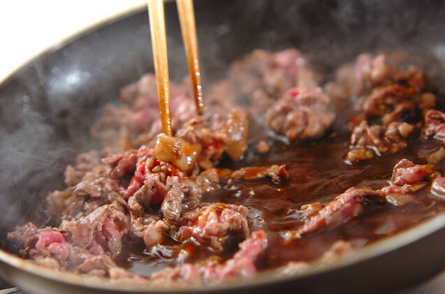 カラフル焼き肉丼の作り方の手順5