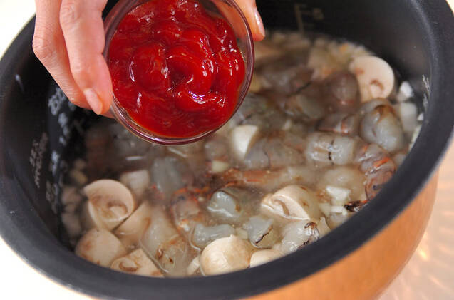 エビのケチャップ炊き込みご飯の作り方の手順6