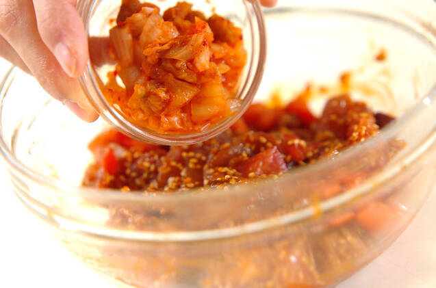 カツオのユッケ丼の作り方の手順2