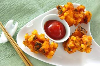 カボチャとコーンの落とし揚げ