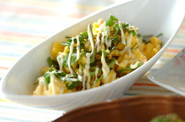 卵とクレソンのレンジ蒸し