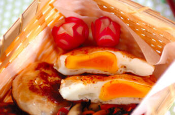 半月卵の七味マヨ風味