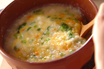 ショウガとカブの押し麦がゆ