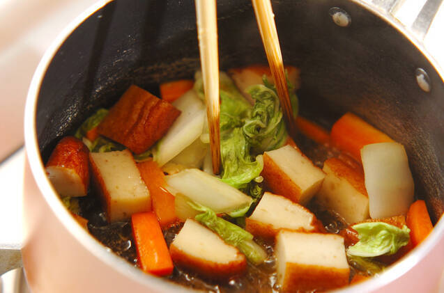 白菜とさつま揚げのくったり煮の作り方の手順2