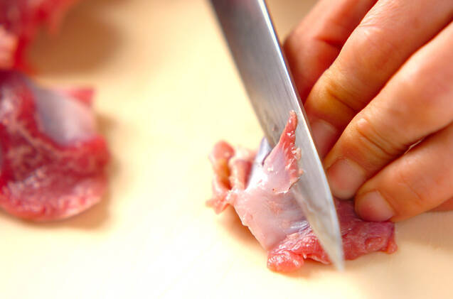 砂肝の青菜漬炒めの作り方の手順1