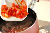 トマトとベーコンのふんわり卵スープの作り方2
