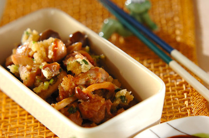 鶏肉とキノコのおろし和え