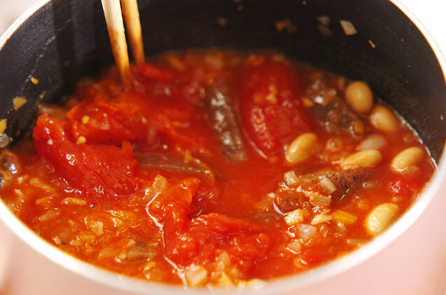 トリッパ風冷凍コンニャクのトマト煮込みの作り方の手順4