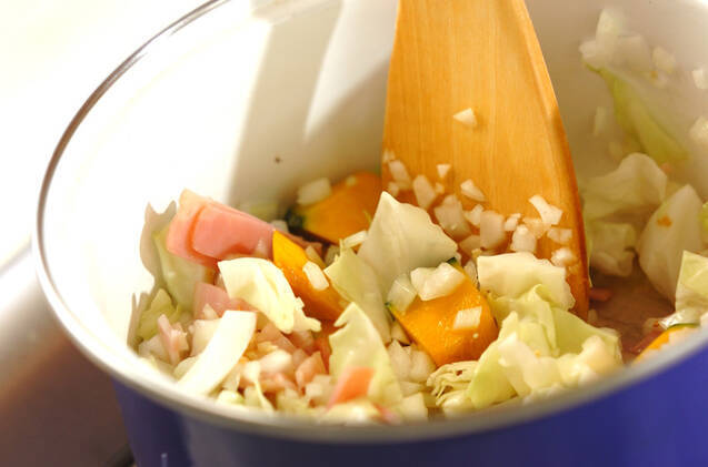 カボチャのパスタ入りミネストローネの作り方の手順8