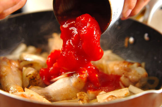 鶏手羽とゴボウのトマトチーズ煮の作り方の手順6