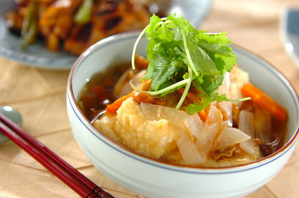 ナメコあんかけ揚げ出し豆腐