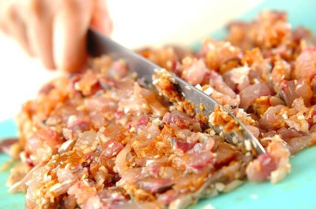 アジの香味みそたたきの作り方の手順5