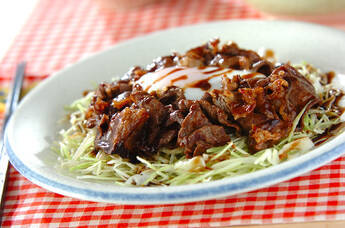 卵入り牛肉のソース炒め