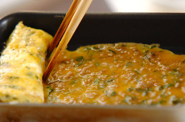 肉そぼろの卵焼きの作り方の手順3